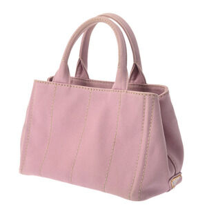 Prada Tote Canvas Pink Canapa Bag